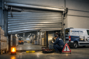 Rideau métallique industriel bloqué : que faire en urgence ?